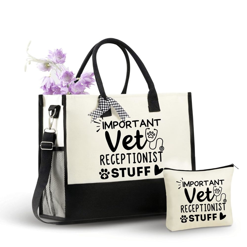 Veterinary Receptionist Gifts Canvas Tote Bag, Bag With Top Zier :3